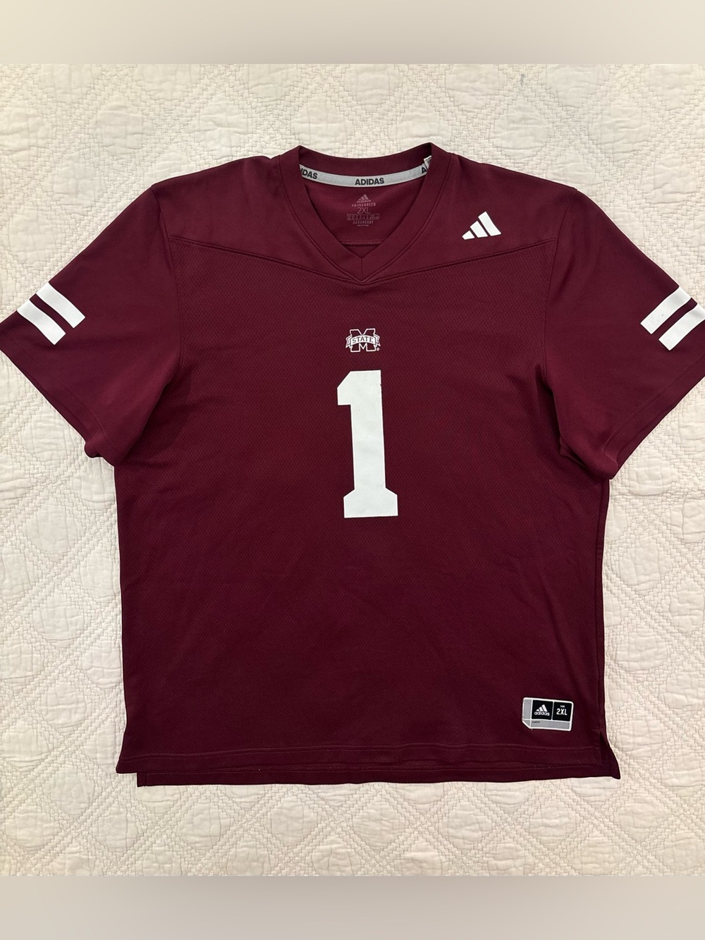 Mississippi State Bulldogs Adidas Primegreen Aeroready Mens 2XL Football Jersey
